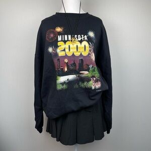 VTG Minnesota Holiday Graphic Sweater in Black Size XL